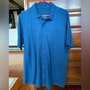 Smartwool Merino 150 Wool Polo Shirt Mens Large Blue